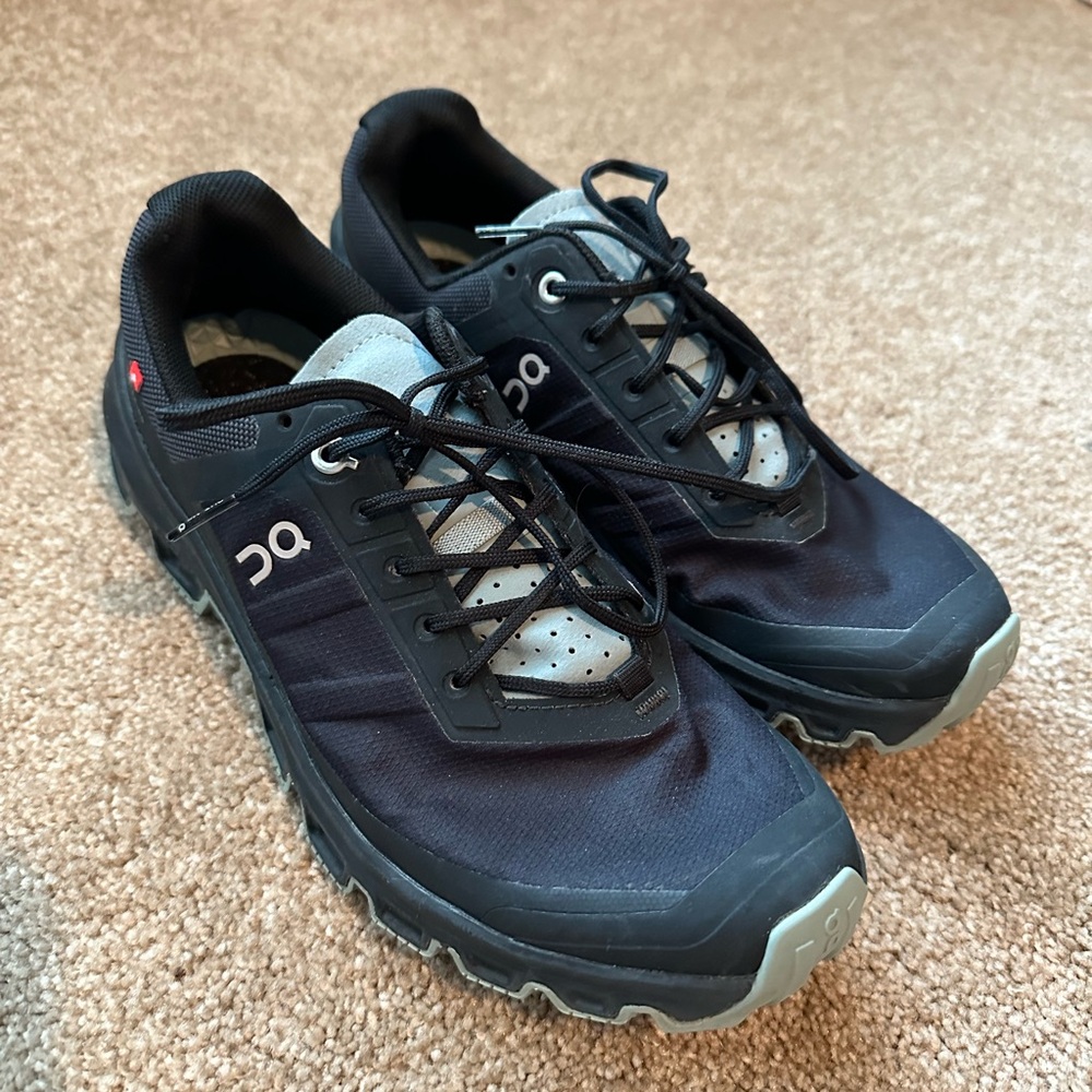 On Running Cloudventure Women’s Black and Teal Waterproof Trail Shoes